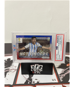 2014 Panini Prizm World Cup Soccer Lionel Messi Net Finders Blue Red Wave PSA 10